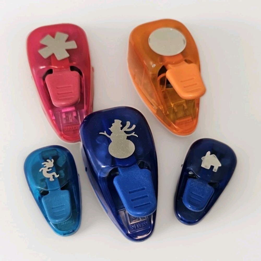 Mix Lot Of 5 EK Success Paper Punches House, Snowman, Circle, Kokopelli, Flower
